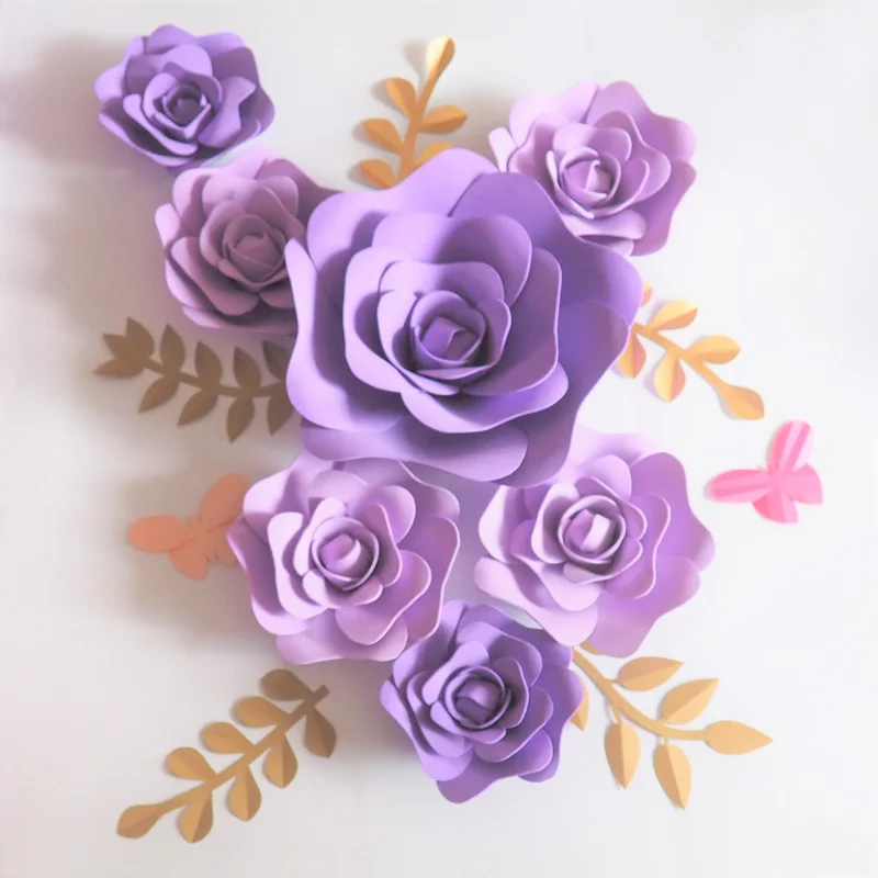 

2018 Artificial Giant Foam Paper Flowers Backdrop 7PCS+Leaves 5PCS+Butterflies 2PCS For Wedding & Event Baby Nursery Baby Shower