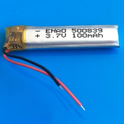 3.7 V 100 mAh lipo akumulator 500839 bateria litowo polimerowa dla MP3 bluetooth zegarek długopis w połowie zestaw słuchawkowy słuchawki wideo długopis