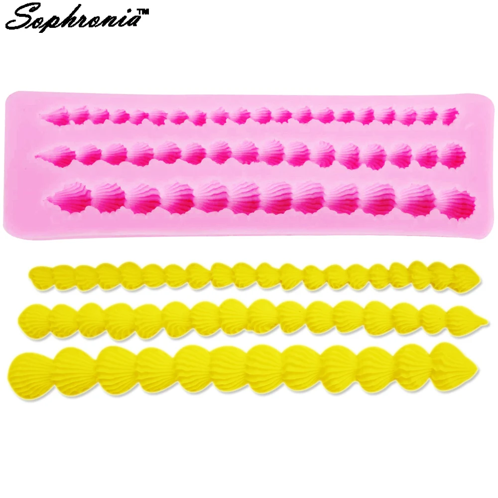 Cake Border Decoration Silicone Molds Shell Relief Flower Fondant Moulds Cake Decorating Tools Chocolate Candy Clay Moulds