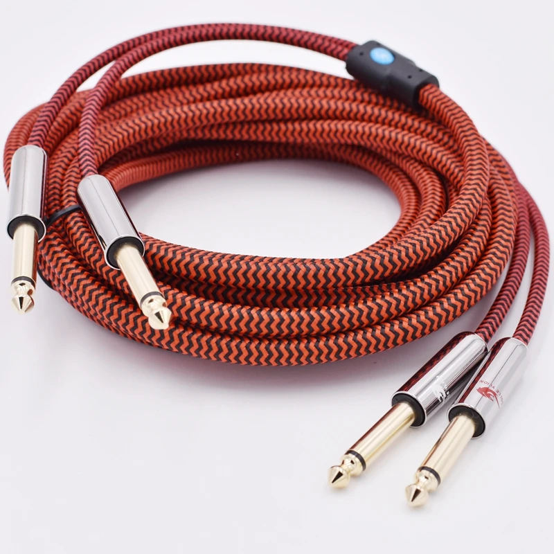 Hifi Guitar Cable Dual 6.35mm to Dual 6.35mm for Sound Mixer Electric Organ 1/4 Inch TS Jack 2：2 Audio Cable 1M 2M 3M 5M 8M 10M