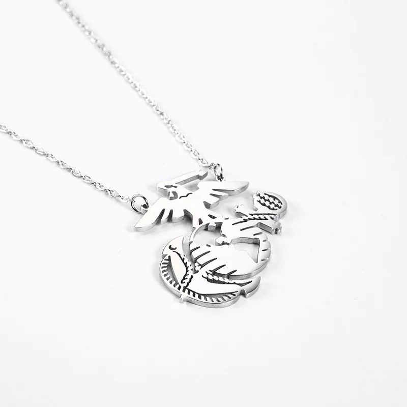 Stainless Steel Golden America Marine Corps Military Necklace Simple Hollow USMC Military Jewellery Necklaces