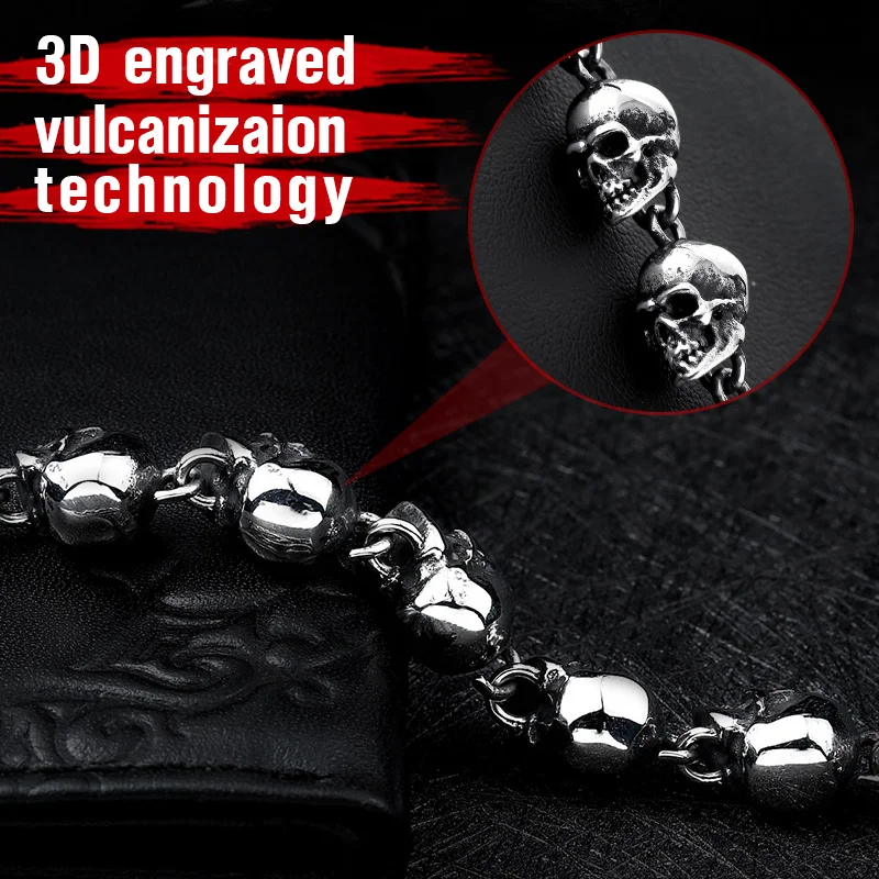 Beier 316L Punk Skull Stainless Steel Bracelet For Man High Quality Fashion Skeleton Jewelry US EURO Hot Gift BC8-005
