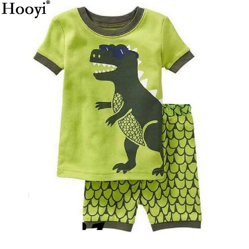 

2021 Fashion Boys Pajamas Suit Summer Children Dinosaur Baby Sleepwear Baby Boy's Clothes 100% Cotton Tee shirt Short Pants Soft