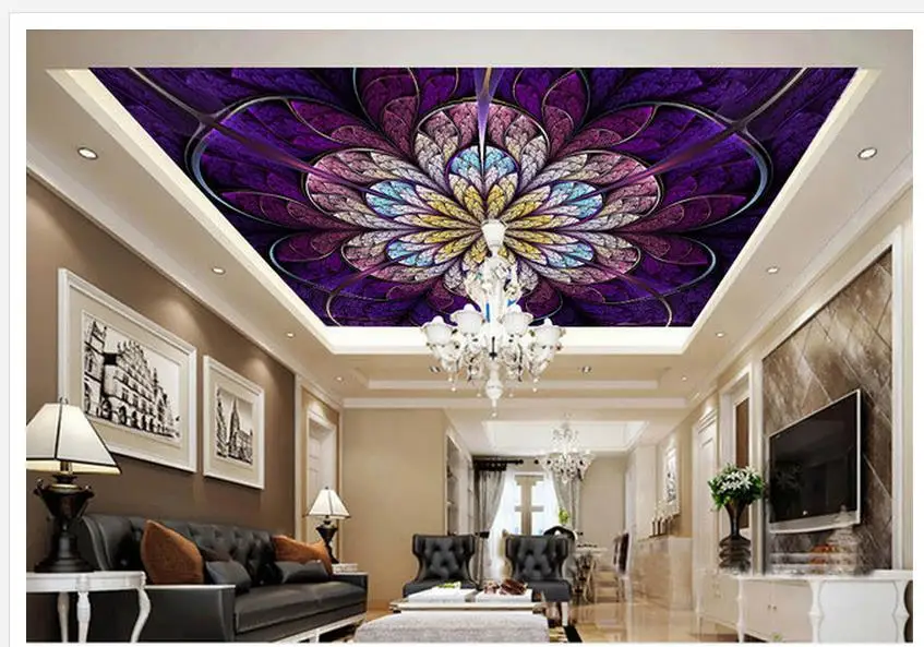 

Colorful flower ceiling frescoes 3d ceiling murals wallpaper Home Decoration custom photo wallpaper ceilings