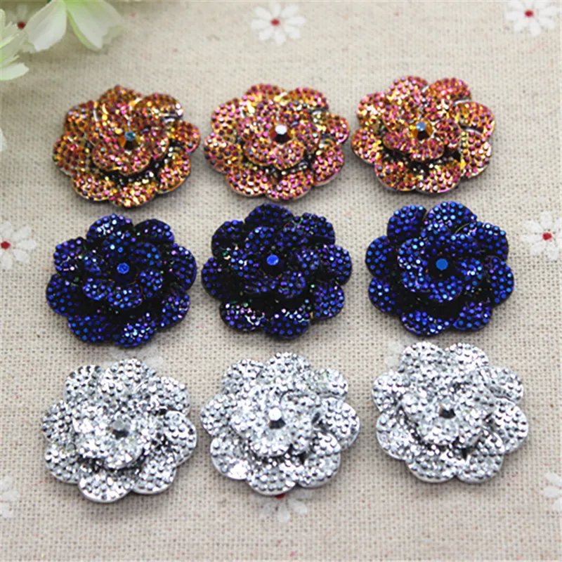 20pcs Shiny AB Resin Rhinestone Fower Flatback Cabochon DIY Phone/Hair Ornament Decoration,26mm