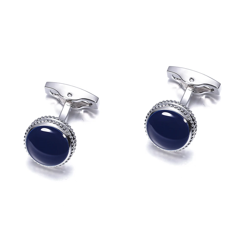 VAGULA Brass Cufflinks Classic Blue Enamel Gemelos Luxury Men Suit Shirt Cuff links gift 822