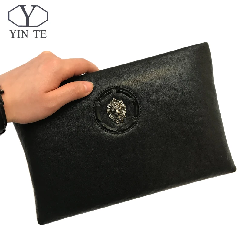 

YINTE Fashion Cowhide Men Clutch Large Capacity Purse High Quality Genuine Leather Handbags Men's Wallet Portfolio 902D
