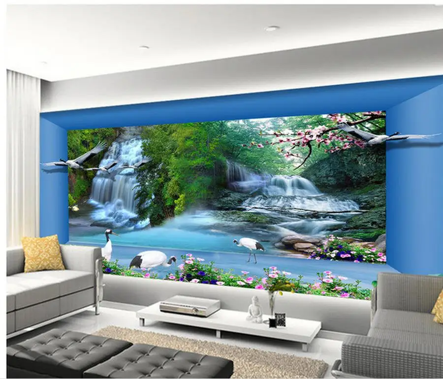 3d customized wallpaper Beautiful mountain stream 3D space living room TV backdrop photo 3d wallpaper