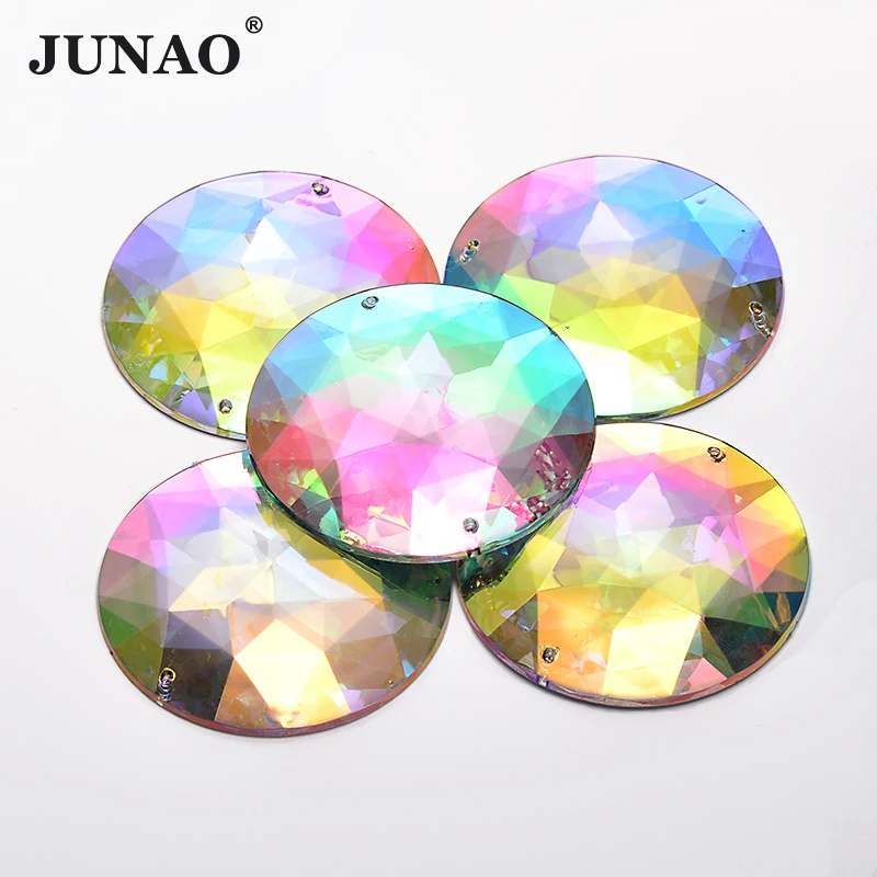 Junao 5 Pc 52 Millimetri Grande Cuce Sul Cristallo Ab di Strass Cabochon Flatback di Cristallo Acrilico Applique da Cucire Strass Decorazione di