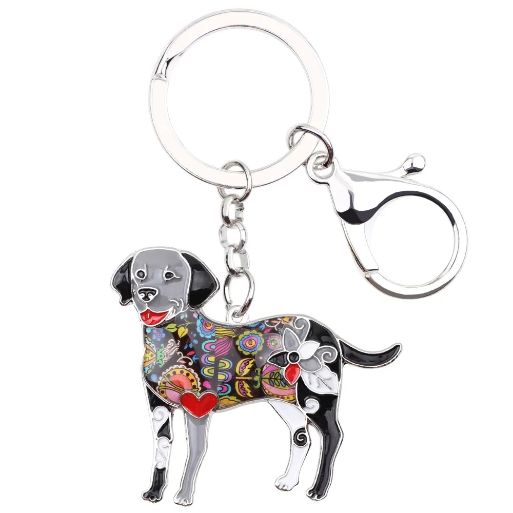 WEVENI Metal Labrador Dog Key Chain Key Ring Bag Charm Man Car Key Holder New Enamel Keychain Jewelry Accessories For Women