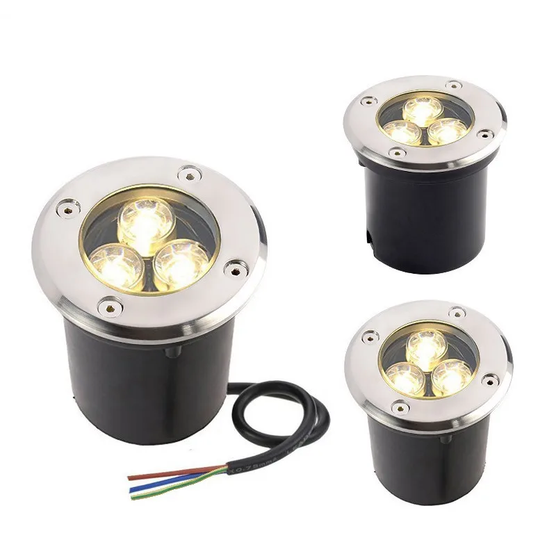 Factory Hot Sale 3x3W Warm/Pure/Cool White  LED Outdoor In under ground Garden Flood Light Spot Lamp Ip68 AC85~265V