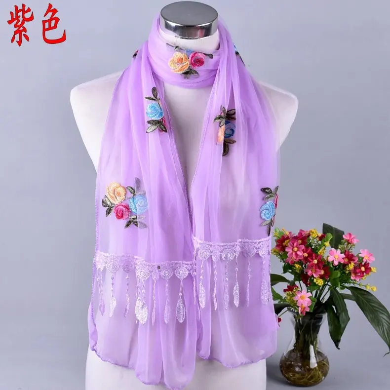 Bufanda de organza para mujer, chal largo con hojas y flores, alta calidad, hijab elegante, primavera y otoño