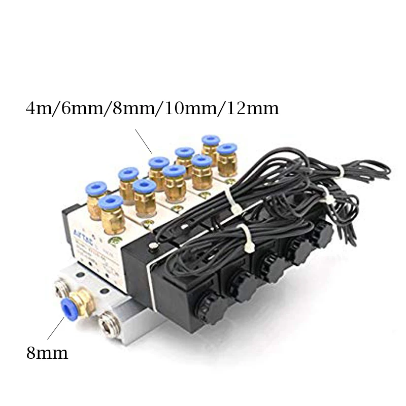 DC 12V 24V 5 Pneumatic Solenoid Valve 4V110-06 Muffler 4mm 6mm 8mm 10mm 12mm Quick Fitting Base Set AC 110v 220v 4V110 06