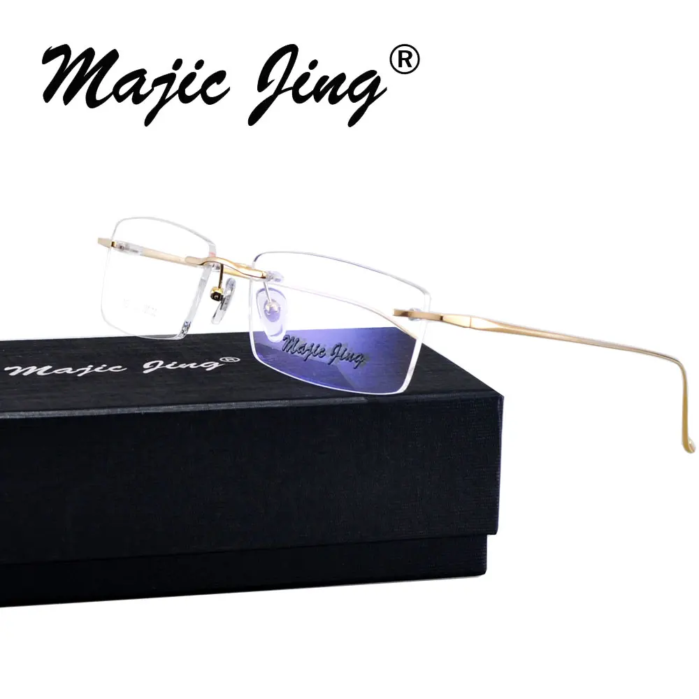 

Magic JIng rimless pure titanium RX optical frames myopia eyewear eyeglasses prescription spectacles for men T1310