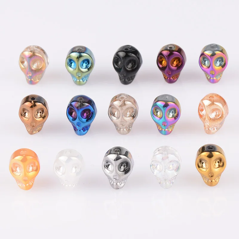 China Top quality 20pcs/lot Skull Crystal Glass Loose Spacer Beads 10x8x7mm diy