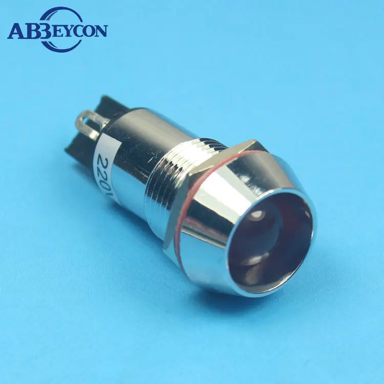 16mm top selling 6V-220V DC/AC 24V panel indicator light pilot lamp metal shell 2pins 12V red white led signal lamp electric