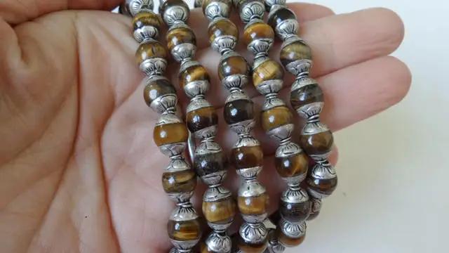 10PCS 8mm Nepal Hand Beads Tibetan Beads Capped Tiger Eye Beads Free Ship TSB0125