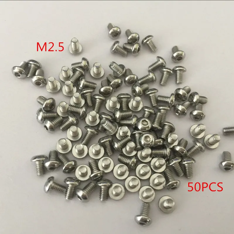 50pcs/Lot Metric Thread M2.5*4/5/6/8/10/12/16/18/20/25mm 304 Stainless Steel Button Head Hex Socket Cap Screws Bolts