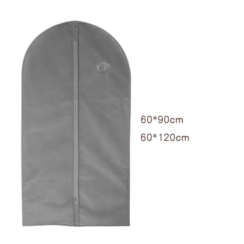 1X Black Gray Garment Bag Clothes Suits Dust Cover Dust Bags Wardrobe Storage Non Woven Fabric Suit Coat Dress Jacket Zipper Bag