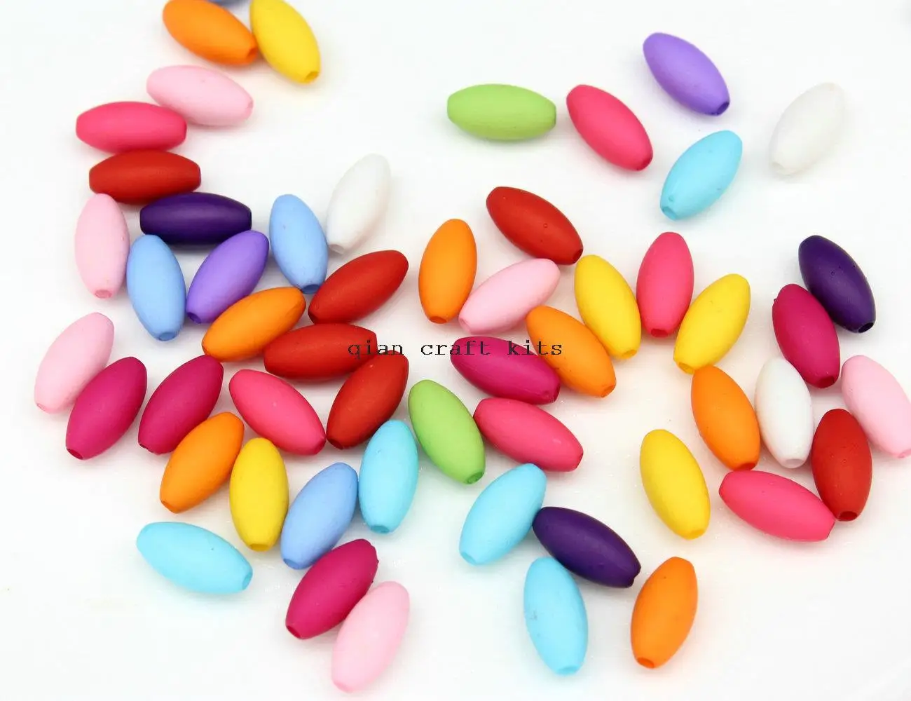 1000pcs rainbow mix color Acrylic Oval Beads Rubber Coated Beads Rubber Effect  matte finishment Supply Item 6mm*12mm D25