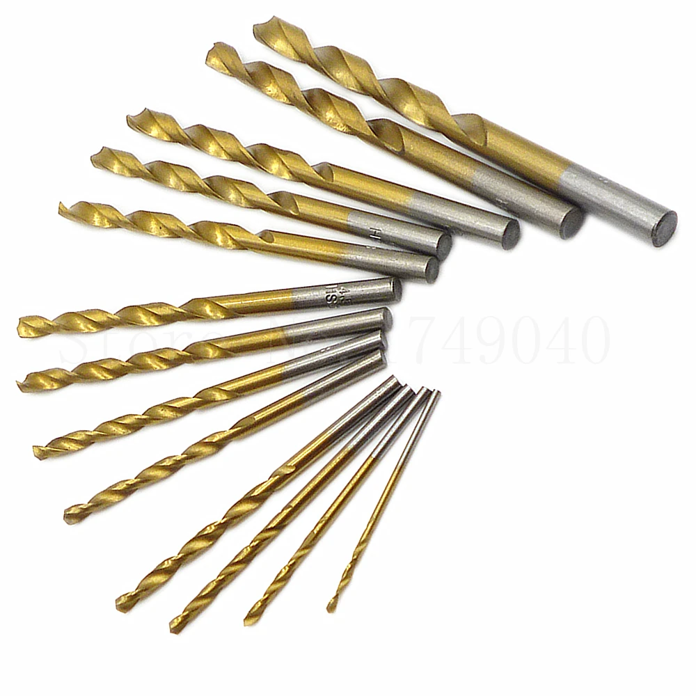 13pc Metric Spiral Twist Drill 1.5mm to 6.5mm HSS Titanium Round Shank Twist Drill Bits Set Wood Metal Hole Cutter Drilling Bits