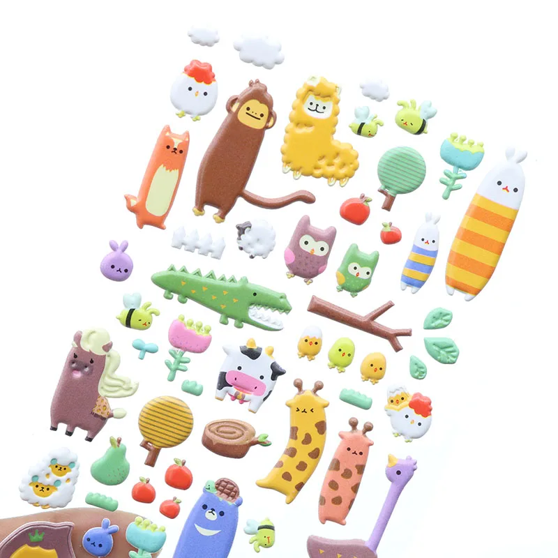 3 Baby/many 3d Mori Animal Manor Three-dimensional Bubble Stickers Diy Children Boy And Girl Toys Office Writing Mark Stickers