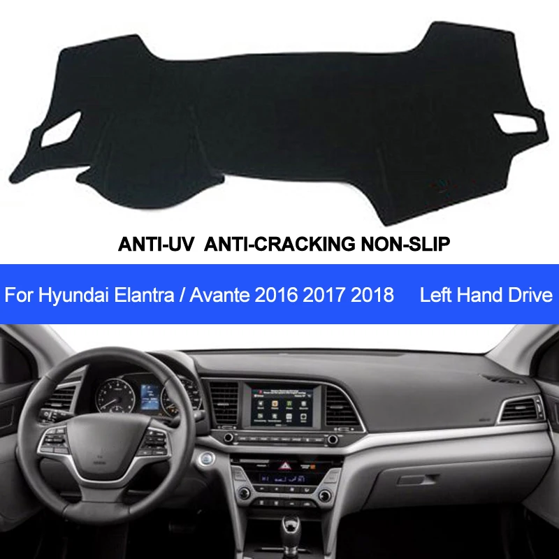 TAIJS Car Dashboard Cover For  Hyundai Elantra Avante 2016 2017 2018 Dash Mat Dashboard Pad Carpet Anti-UV Anti-slip Anti-Sun