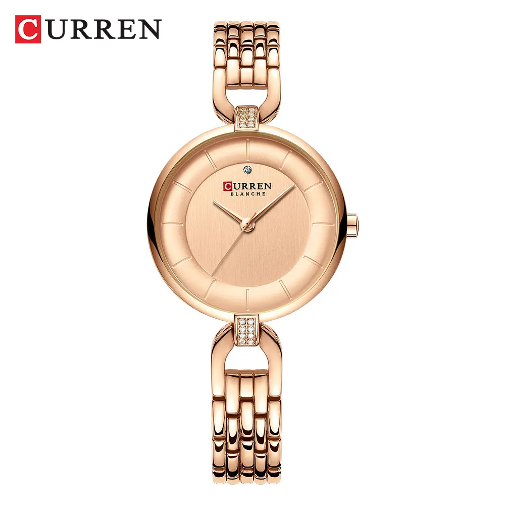 Women Watch CURREN Luxury Brand Fashion Casual Ladies Quartz Wristwatch Rose Gold Stainless Steel Mesh Dress Clock For Girl