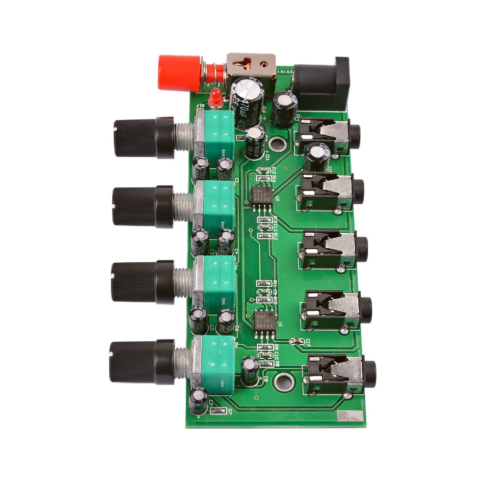 AIYIMA 4วิธีสเตอริโอ Mixer Board Audio Source Reverberative Driver หูฟังผสม DIY สี่อินพุตเอาท์พุท