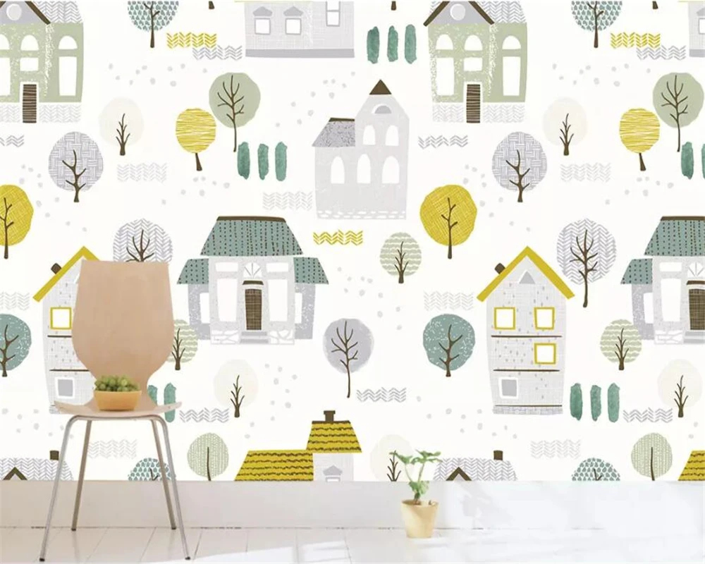 

Custom wallpaper Hand-painted cartoon big tree house unlimited splicing mural children's room living room Bedroom 3d wallpaper