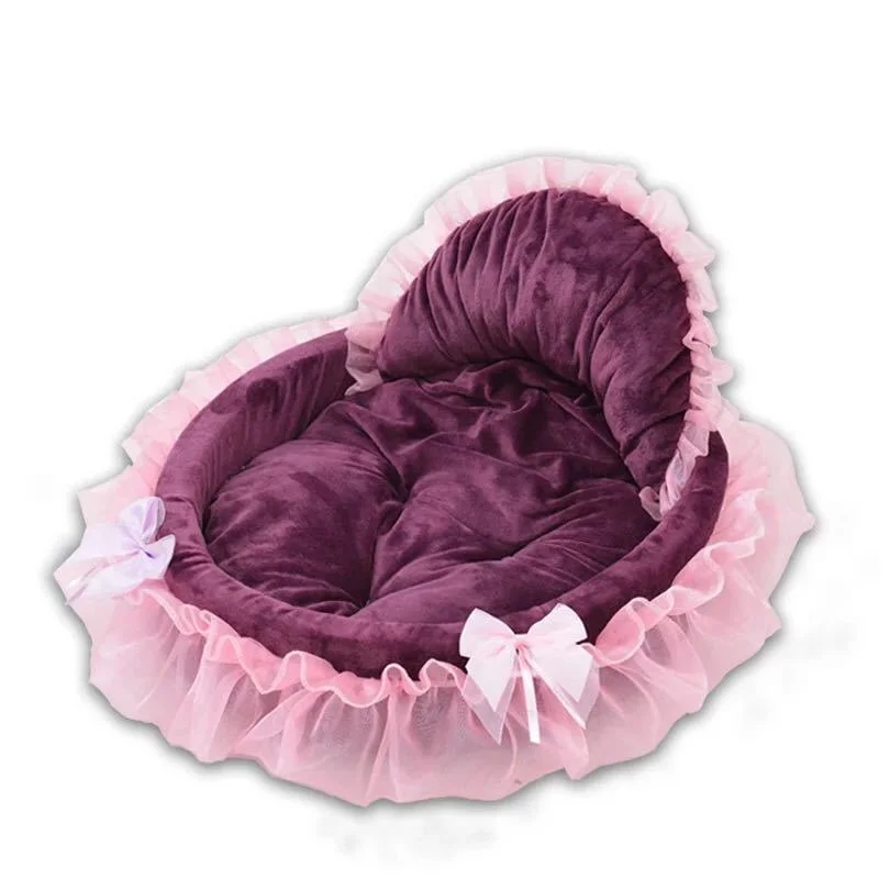 2018 new Princess nest high elastic sponge tent lace washable kennel nest cradle Dog House Dog pet Cat Bed for small dogs