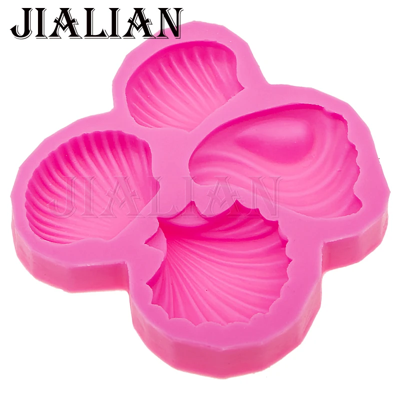 4 Hole Conch shell cooking tools fondant sugar mold silicone mold DIY cake decoration tools handmade soap mold T0547