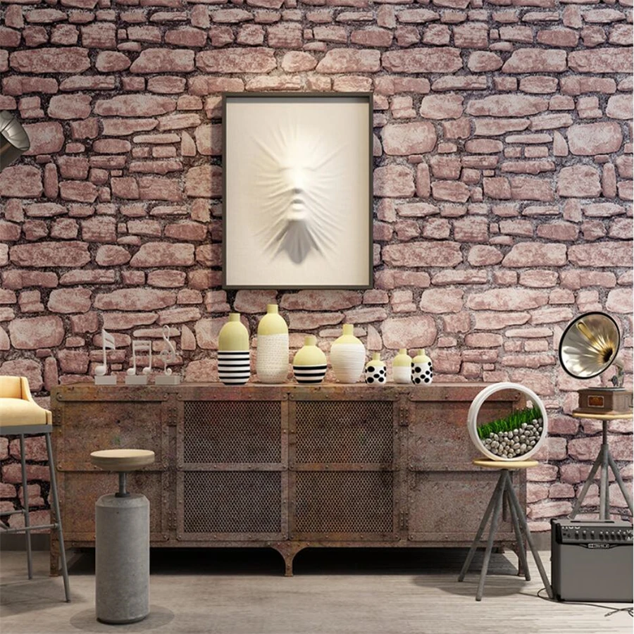 beibehang 3d culture stone retro brick pattern brick wallpaper Salon shop clothing store special hot pot restaurant 3d wallpaper