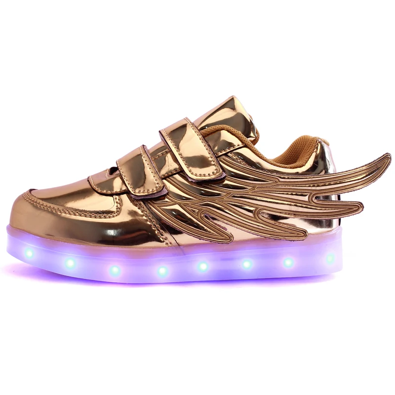 JawayKids-zapatillas de deporte brillantes con carga usb para niño y niña, zapatos luminosos con alas led para correr, a la moda