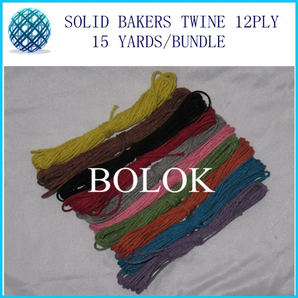 

60pcs/lot plain bakers twine 15yards/bundle 2mm 12 ply solid divine twine 10 color wholesales by free shipping