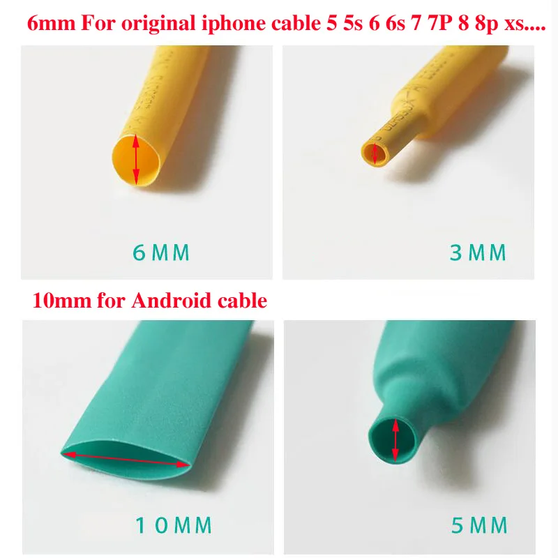 10cm Cable Protector Heat Shrink Tube Organizer Cover per la gestione del cavo per Android iPhone 5 5s 6s 7 7p 8 8p xs auricolare MP3 USB