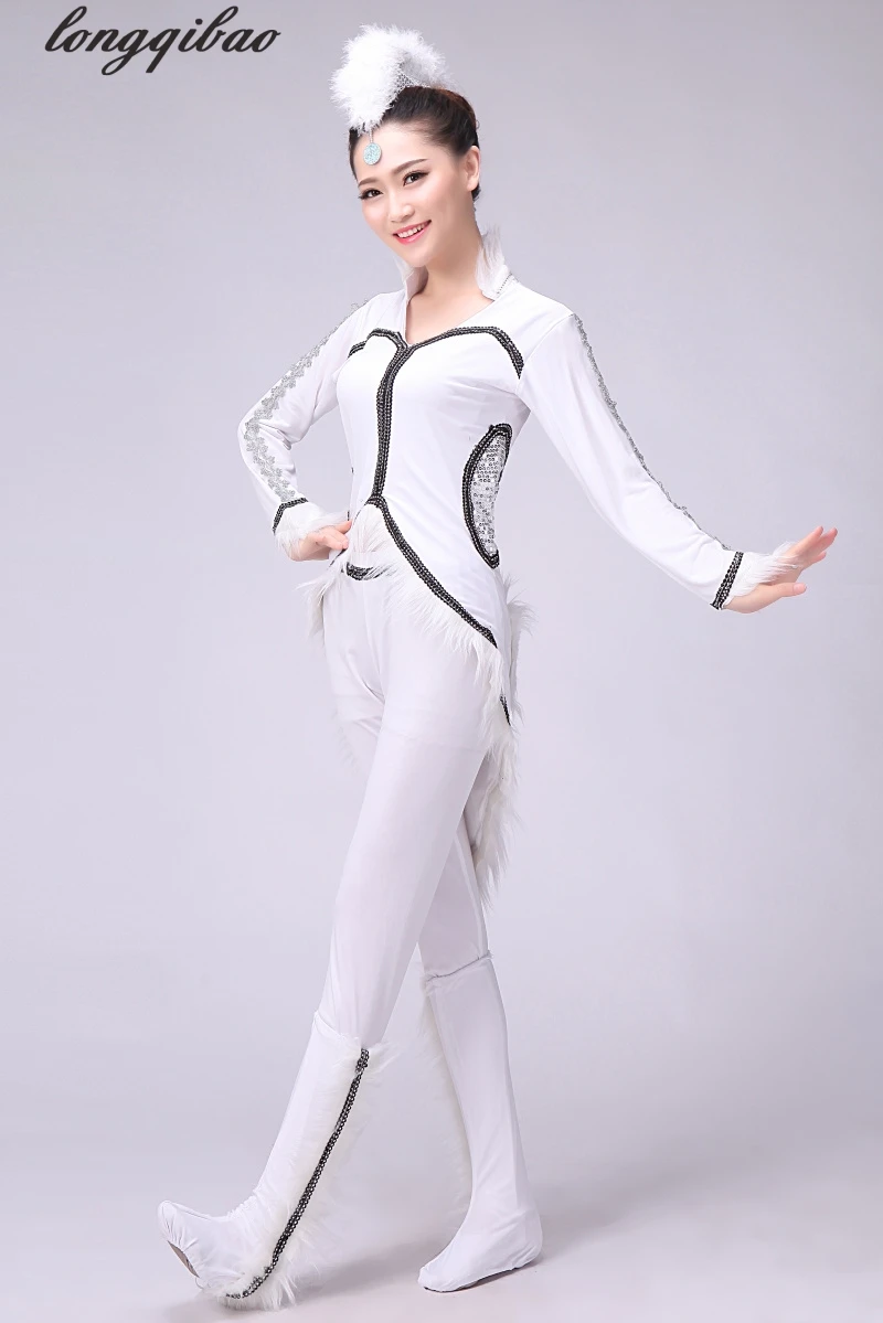 New adulto danza vestiti di prestazione mese fox bianco (con copertura del pattino) TB7035