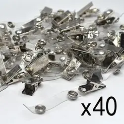 Paquete de 40 Clips de Metal con correas de vinilo transparentes, broches para soporte de insignia de identificación