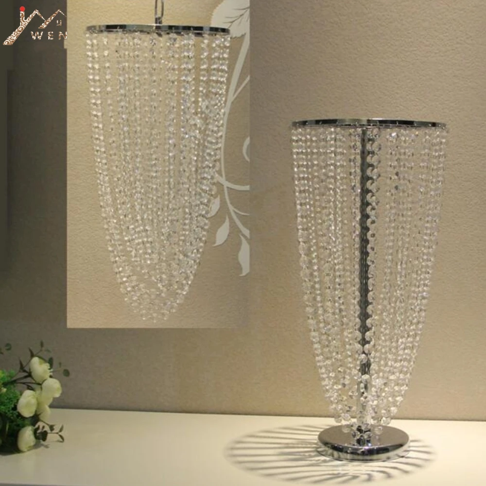 Flower Rack Silver 53 CM Tall Flowers Stand Hang Acrylic Crystal Road Lead Wedding Centerpiece Vase For Event Party Decora