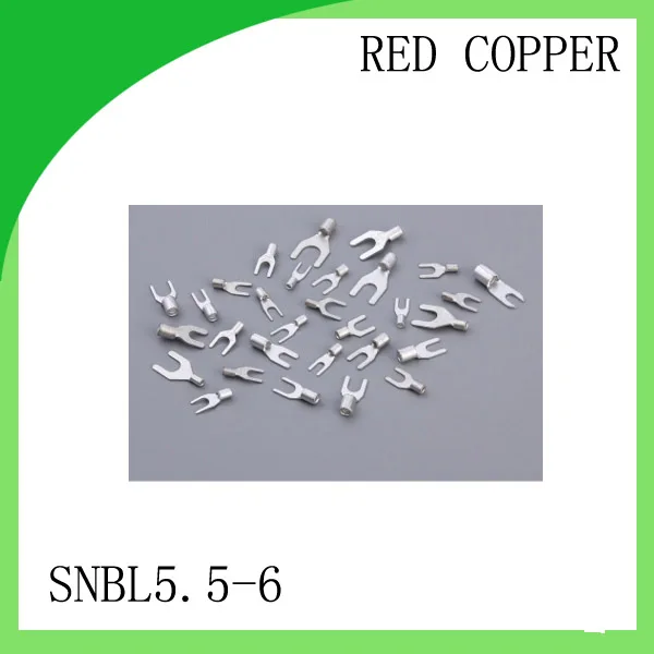 

High Quailty Red copper 1000 PCS SNBL5.5-6 Cold Pressed Terminal Connector 12AWG - 10AWG Fork Type terminal