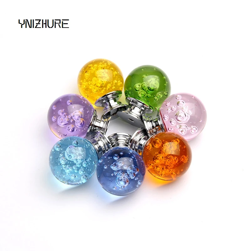 Hot 1pcs Creative Design 30mm K9 Crystal Bubble Faces Ball Knobs Furniture drawer cupboard dresser In Chrome Pull Handle