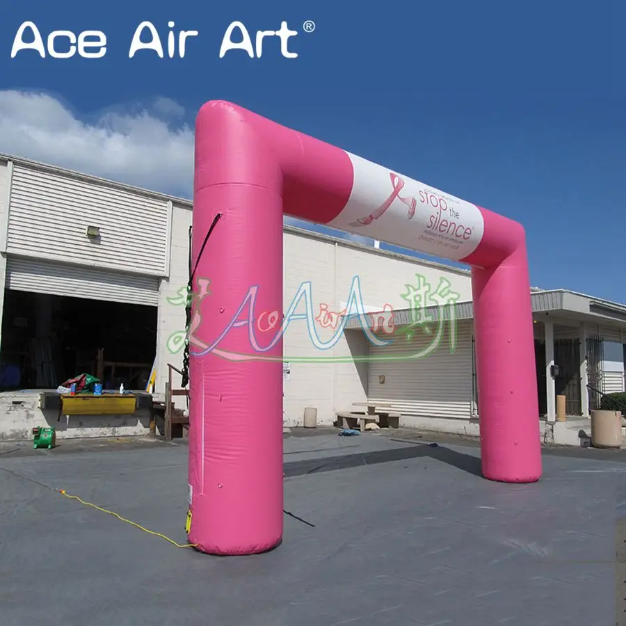 8 m W Rectangle Inflatable Pink Arch with Different Theme for Cure and Caring