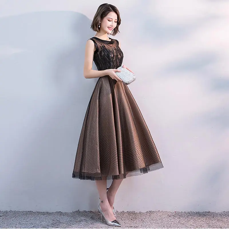 FADISTEE New arrival modern party dress evening dresses prom lace pattern A-line O-neck elegant 2019 gold sashes