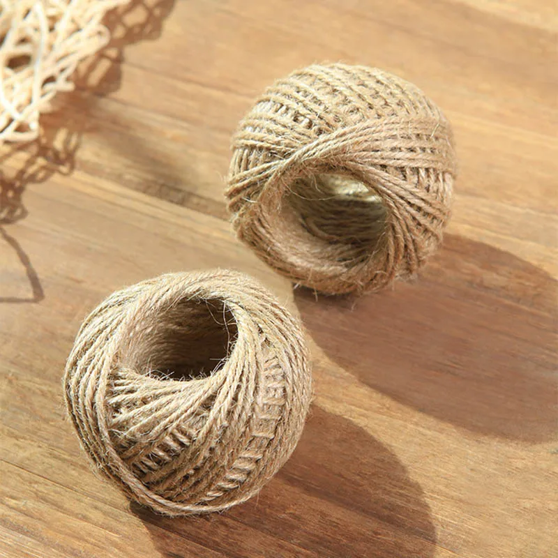 Natural Burlap Hessian Jute Twine Cord Hemp Rope String Gift Bottle Packing Strings Wedding Thread DIY Scrapbooking Craft Decor