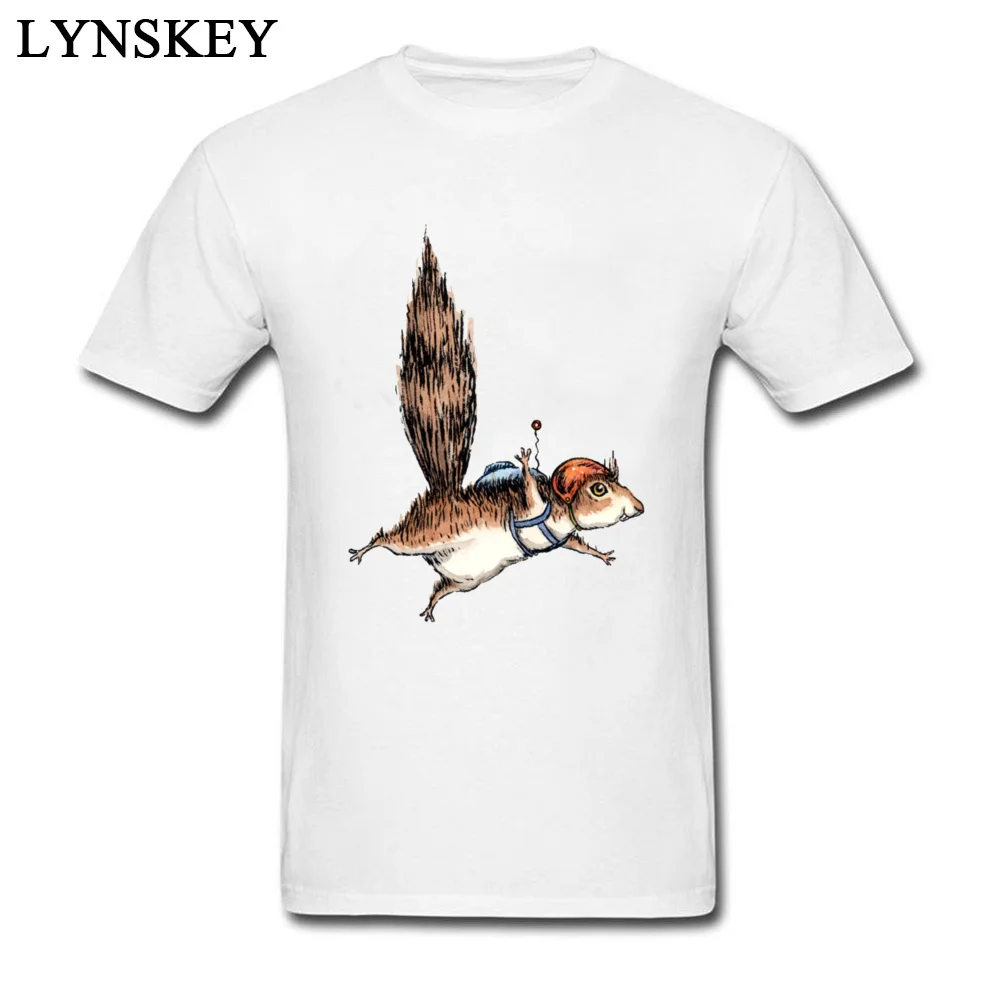 Cute Animal T-Shirts Funny Skydiver Squirrel With Wing Men\'s Hipster Summer Cool T-Shirt For Guys Custom 100% Cotton TShirts