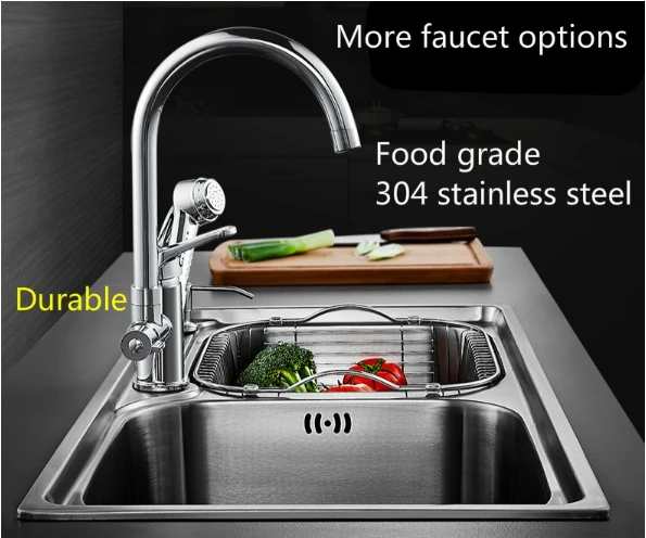 Free shipping Food grade 304 stainless steel hot sell kitchen sink 0.8 mm thick ordinary double trough 75 x41 CM