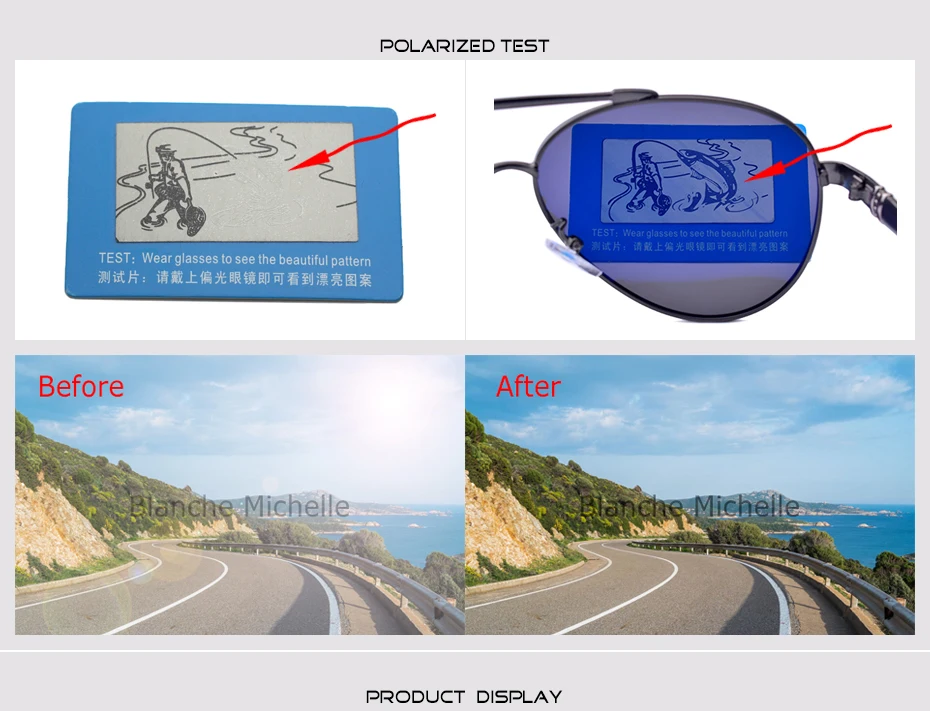 Blanche Michelle Pilot Polarisierte Sonnenbrille Männer 2025, Marke Spiegel Sonnenbrille Fahren UV400 Legierung Gafas De Sol Oculos Mit Box – Detail 5