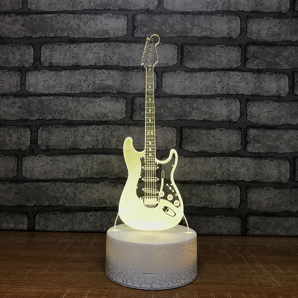 Source Guitar Night Light Seven Color Touch 3d Visual Lamp Creative Gift Small 3d Light Fixtures  Wholesale