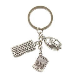 Dropshipping Laptop Computer Mouse Keyboard Keychain Fashion Key Ring DIY Metal Holder Chain Jewelry For Gift