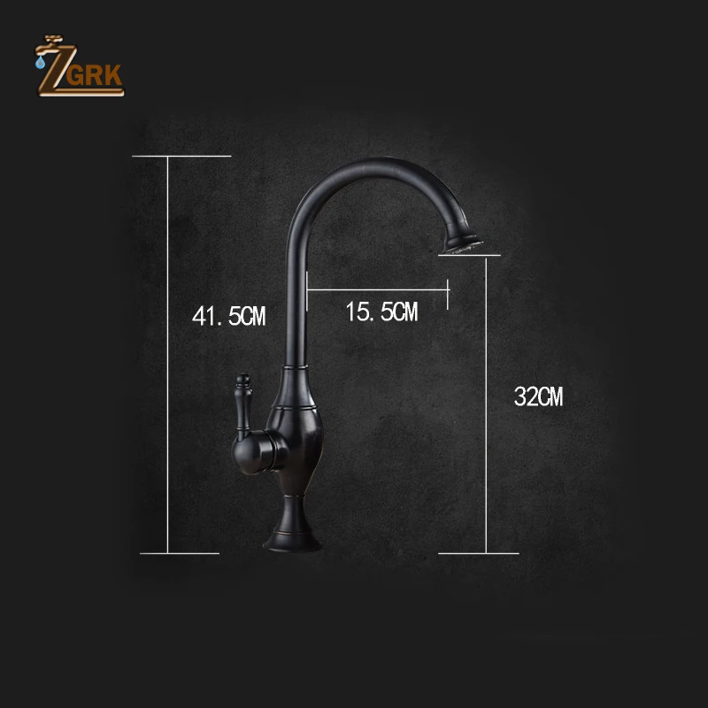 ZGRK Retro Black Kitchen Faucet Swivel Spout Singe Handle Brass Kitchen Mixer Faucet Oil Rubbed Black Bronze Kitchen Taps